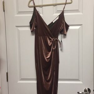 Pink velour cocktail dress